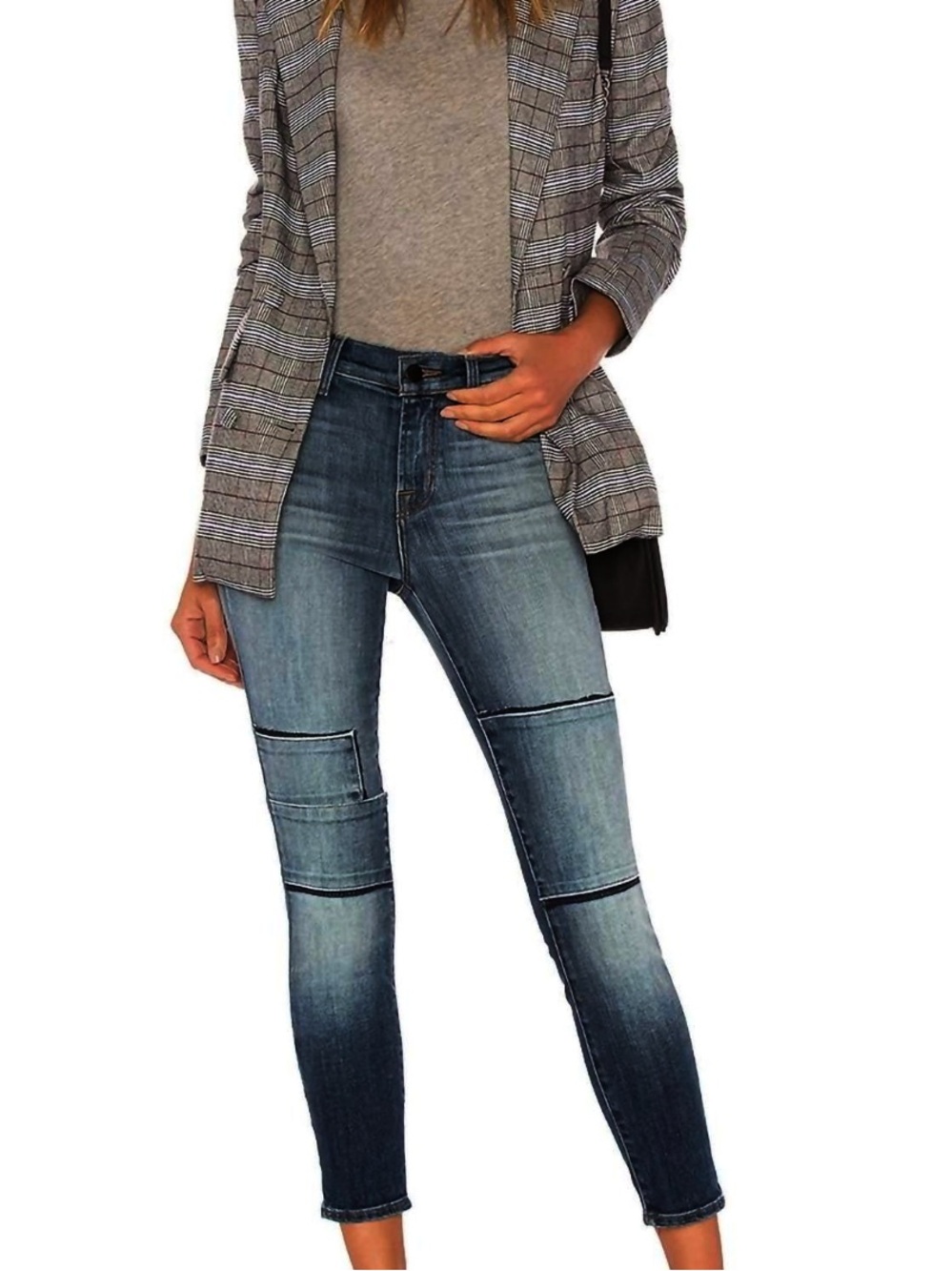 J Brand Alana High Rise Crop Jasper Patched Denim Jeans